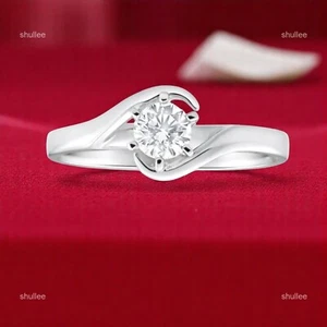 10K Solid White Gold Natural Diamond Engagement Solitaire Unstoppable Women Ring - Picture 1 of 9