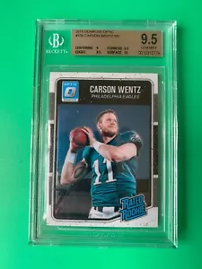 Tarjeta de novato óptica Carson Wentz 2016 Donruss BGS 9,5 GEMA COMO NUEVA - Imagen 1 de 2
