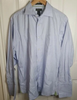 Camisa Harold Powell Nanotex Tela Azul Botón Manga Larga Para Hombre Talla 15.5 32/33 Foto 1 de 4