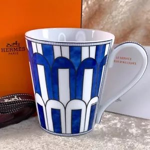 Hermes Paris Mug Cup No.3 BLEUS D'AILLEURS Porcelain Tableware 240 ml with Case - Foto 1 di 13