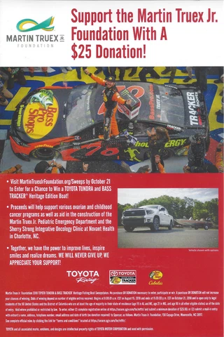 2018 MARTIN TRUEX JR "TRUEX FOUNDATION" #78 NASCAR B/B HANDOUT/POSTCARD Cover