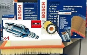 VW GOLF MK7 BOSCH PARTS PETROL SERVICE KIT FILTERS-AIR+OIL+CABIN+SPARK PLUGS x 4 - Picture 1 of 1