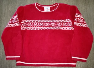 HANNA ANDERSSON red white WINTER CHRISTMAS SWEATER BOYS 120 6/7 KNIT NICE MOM! - Picture 1 of 1
