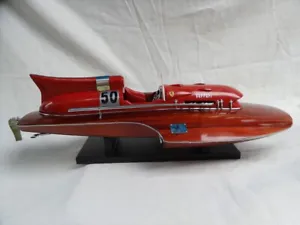 Free Shipping Ferrari Hydroplane 20" Beautiful Wooden Model Boat L50 Xmas Gift - Picture 1 of 12