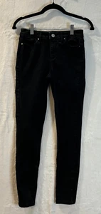 Ellen Tracy Black Denim Jeans Womens Size 2 Straight Leg Mid Rise Skinny - Picture 1 of 15