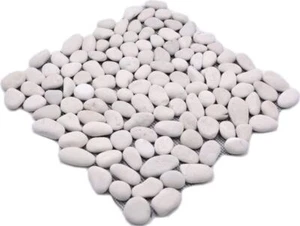 Naturstein Flusskiesel Steinkiesel cream weiß gewölbt Wand WC | 1 Matte 30-0102 - Bild 1 von 10