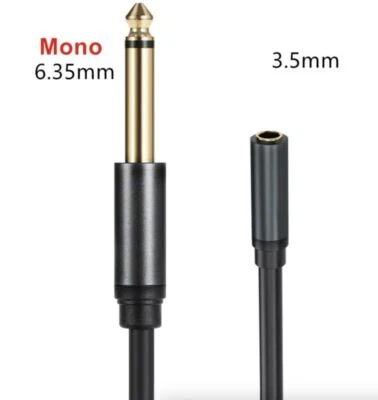 3.5mm 1/8 Female to 6.35mm 1/4 Mono Male Audio Headphone Extension Cable - Image 1 of 3