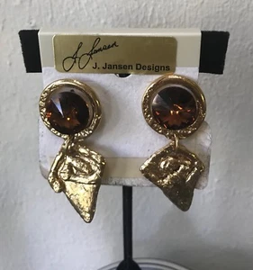 J.Jansen GOLD/smokey Topaz earings - Picture 1 of 3