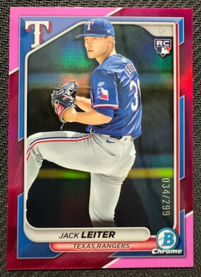 Jack Leiter (Rangers) [Rookie Fuchsia Refractor /299] #70 2024 Bowman Chrome - Image 1 of 2