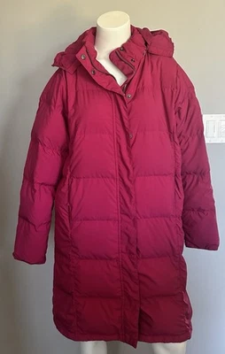L.L. Chaqueta Bean S Ultra Cálida Larga Plumón Ganso Parka con Capucha Magenta Pequeña Foto 1 de 4