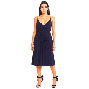 Banana Republic Navy Blue Beaded Strap Twist Front Midi Dress 12 Cocktail 81-25 - Picture 1 of 14