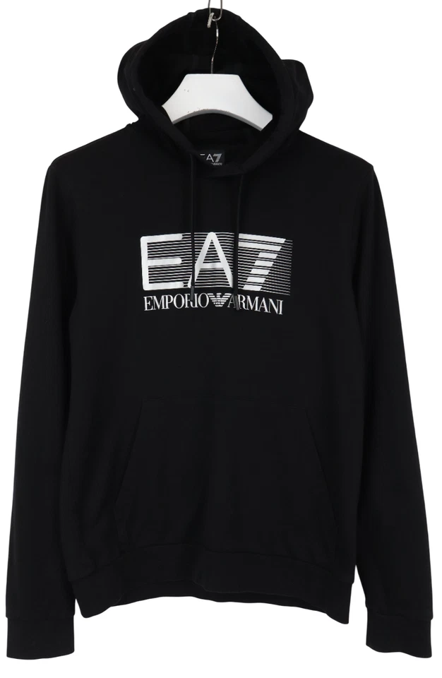 Sudadera con Capucha EMPORIO ARMANI Para Hombre MEDIANA Negra Logo Con Capucha Algodón Puro Cordón Foto 1 de 4