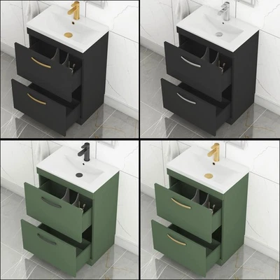 ROYAL BATHROOMS Floor Standing Vanity Unit Bathroom Sink Storage Cabinet 2 Drawer 500/600/800mm