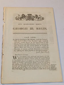 1804 British Parliamentary Act on Irish Excise Duties George III Era - Picture 1 of 7