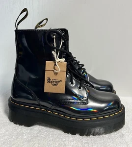 Dr. Martens Jadon Hologram Leather Boot Black Size: 9 US Quad Platform Punk NWT - Picture 1 of 7