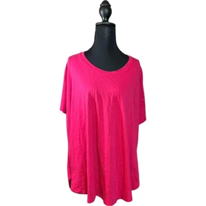 Ava & Viv Women's Size 2XL Pink Plain Round Neckline T-Shirt - Picture 1 of 8