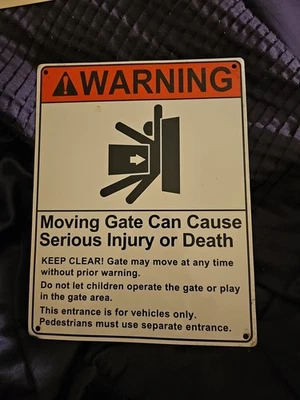 WARNING Sign - MOVING GATE Can Cause Serious Injury or Death - Metal  8.5” x 11" - Image 1 of 2
