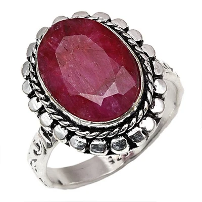 Joyería de plata hecha a mano con piedras preciosas de zafiro rubí "9" Foto 1 de 4