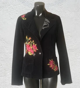Johnny Was bestickte schwarze Jacke Cord Blumen Pre-Loved Gr. S - Bild 1 von 7