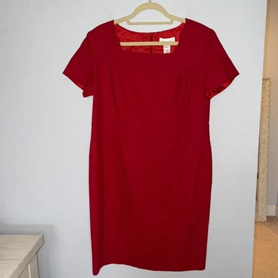 Vestido Vaina Chadwicks Mujer De Colección Talla 14 Pequeño Rojo Mezcla de Lino Manga Corta Foto 1 de 4