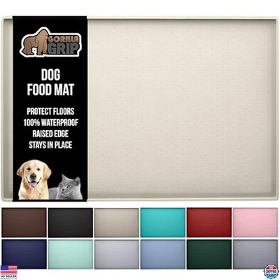 Waterproof Silicone Pet Feeding Mat 16x10, Spill-Proof for Dogs & Cats, Cream - Image 1 of 4