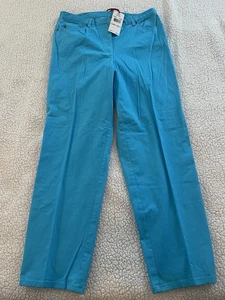Ruby Rd Favorites Turquoise Pants Size 10 NWT Stretch Waist - Picture 1 of 7