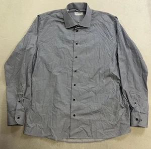 Eton Contemporary Poplin Blue Floral Long Sleeve Button Down Shirt Size 46/18 - Picture 1 of 8