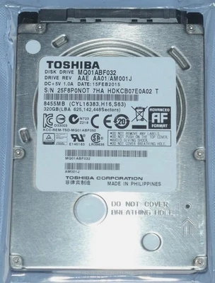 Toshiba 320GB MQ01ABF032 5400RPM SATA 2.5" Laptop HDD Hard Disk Drive NEW - Image 1 of 2