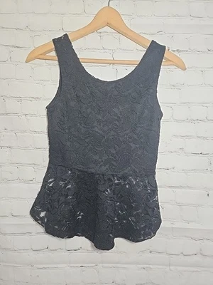 Blusa De Colección Top Negra Encaje Peplum Talla Lg Lazo Fairycore Romántica Coqueta Y2K  Foto 1 de 4