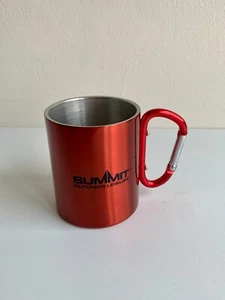 1 x 300ml Stainless Steel Double Wall Carabiner Handled RED Mug Camping Hiking - Picture 1 of 7