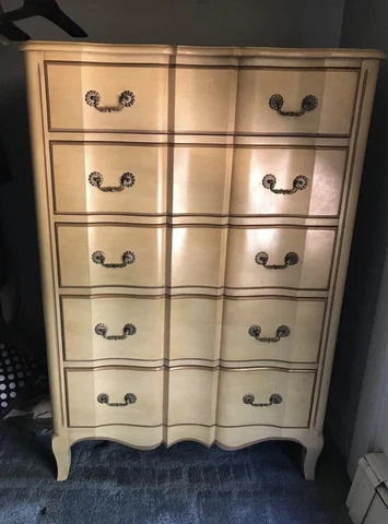 Vintage Louis XV Design French Provincial 1950s Tallboy Dresser Cover
