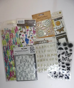 Scrap Booking Sticker Lot of 6 Sticker Packs & 1 Embossing Folder New Letters - Picture 1 of 10