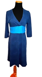 Patagonia Women's Margot blue 3/4 sleeve dress SZ L Travel Packable Non Wrinkle - Foto 1 di 8
