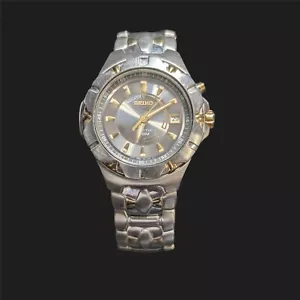 Seiko Kinetic 5M62 Two-Tone Stainless Steel Watch Working 7 inch - Picture 1 of 6