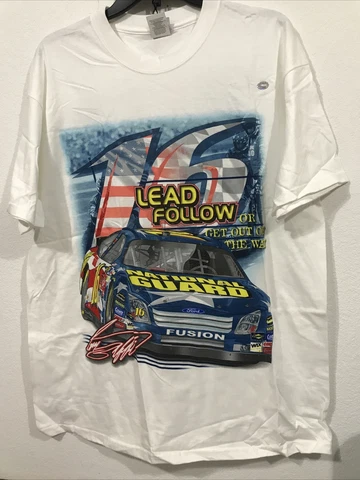 Greg Biffle National Guard NASCAR White T-Shirt - Size L -NEW (11-TW-467) Cover