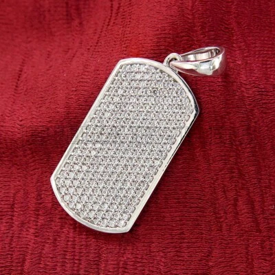 Colgante de plata 925 con etiqueta de perro hip hop racimo de circonitas cúbicas de corte redondo de 4 quilates para hombre Foto 1 de 4