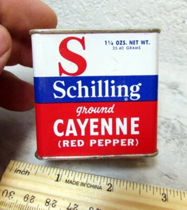 vintage Schilling ground Cayenne empty 1.25 oz spice tin slide top kitchen decor - Picture 1 of 4