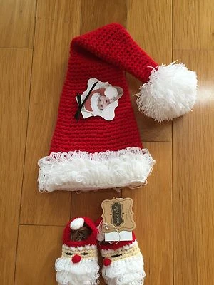 Sombrero y botines Mud Pie rojo Santa bebé bebé vacaciones de Navidad recién nacido utilería fotográfica Foto 1 de 4