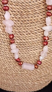 Necklace Rose quartz and Shell Necklace - Picture 1 of 12