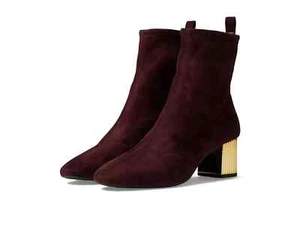 Michael Kors Porter Mid Bootie Merlot Gold Stretch Sock Boots Size 7M NIB - Picture 1 of 5