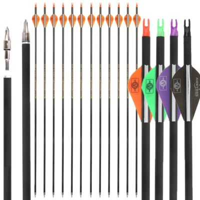 30" Pure Carbon Arrow SP350-600 Archery Recurve Bow Compoundbow Hunting Shooting - Image 1 of 4