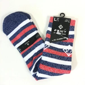 PKWY by Dwyane Wade klassische Crew-Herrensocken groß rot weiß blau Streifen 1 Paar - Bild 1 von 4