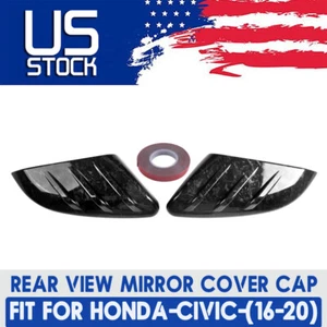 2X FOR 2016-2020 HONDA CIVIC FORGED BLACK ADD-ON MU STYLE SIDE MIRROR COVER CAPS - Picture 1 of 7