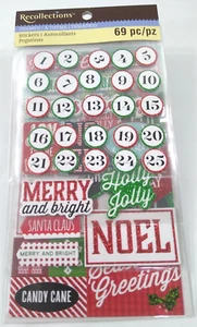 Recollections Christmas Themed Sticker Pack 69 pcs Scrapbook Planner Decorations - Imagen 1 de 6