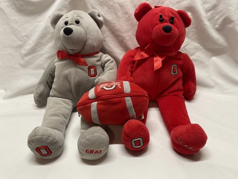 Ohio State Buckeyes Plush Bean Bag Bear And Zipper Plush Football Lot Of 3 Cover