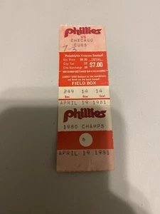phillies 19.04.1981 ticket stub vs cubs - Bild 1 von 2