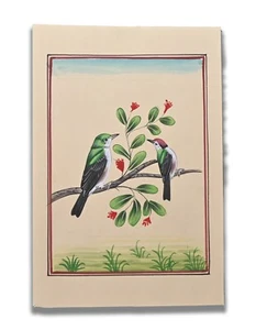 Pintura de pájaro miniatura hecha a mano Sweet Love Bird 9 X 6 pulgadas "PN13037" - Imagen 1 de 5
