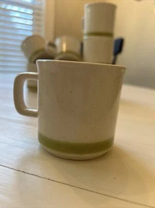 Set Of 10 VTG 70’s SPRING COLLECTION Stoneware Cups W/ Green Band Edge, Japan - Picture 1 of 5