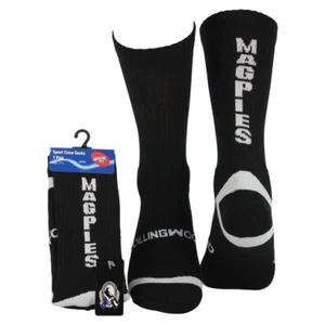 Collingwood Magpies Official AFL Youth & Adult Crew Socks Cotton/Nylon/Elastane - Picture 1 of 3