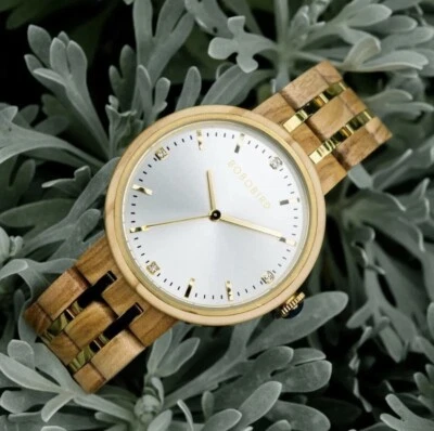 Relojes de madera para mujer madera de olivo natural plata - VICTORIA Luxury Foto 1 de 4
